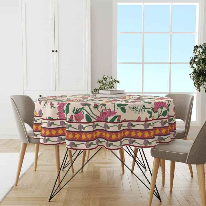 Pink Floral | Premium Quality | Table Cloth/ Table Linen | Kitchen Linen image 1