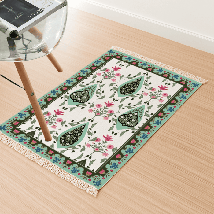 Vibrant Vintage Dhurrie Carpet Rugs Floor Mat for Living Area and Bedroom 2x3 Feet - Small