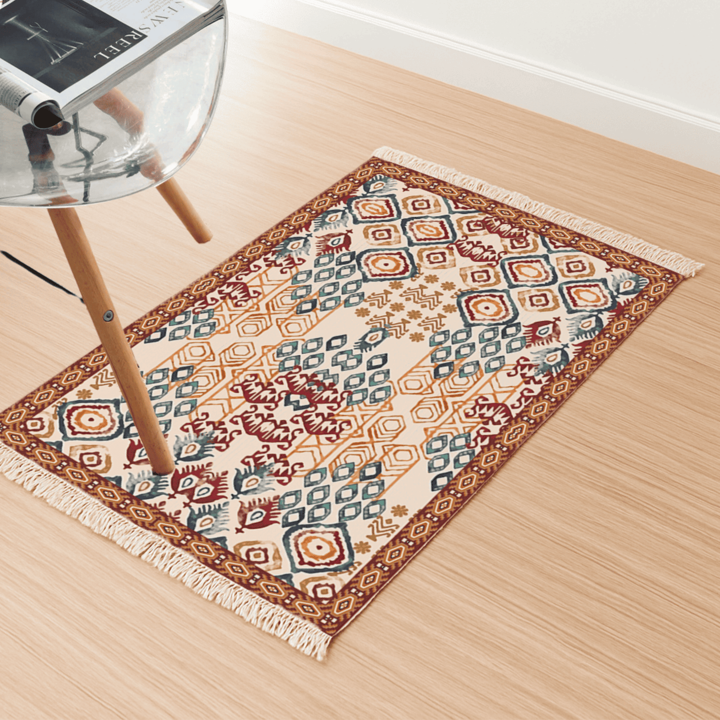 IKKAT Dhurrie Carpet Rugs Floor Mat for Living Area and Bedroom 2x3 Feet - Small
