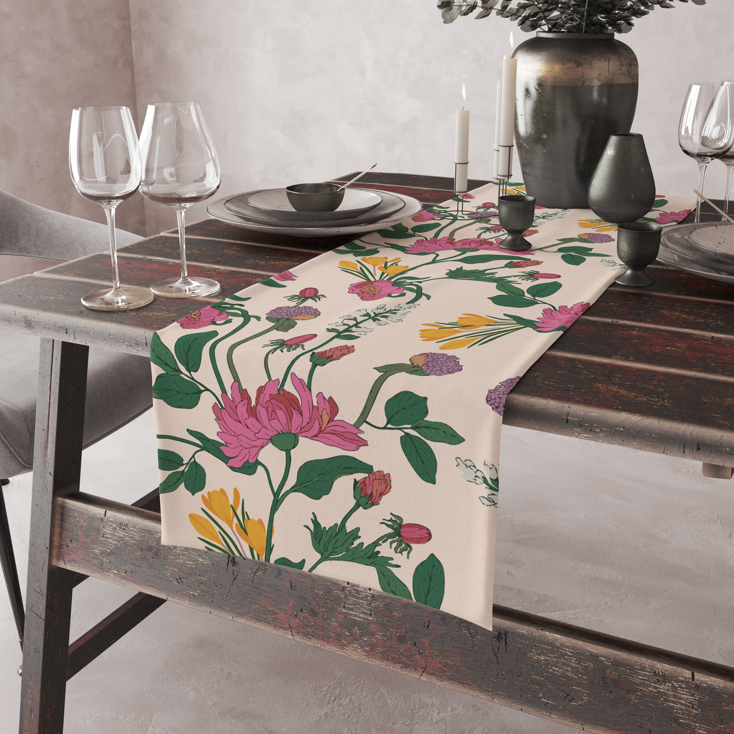 Pink Floral | Table Runner | Table Linen | Kitchen And Table Linen