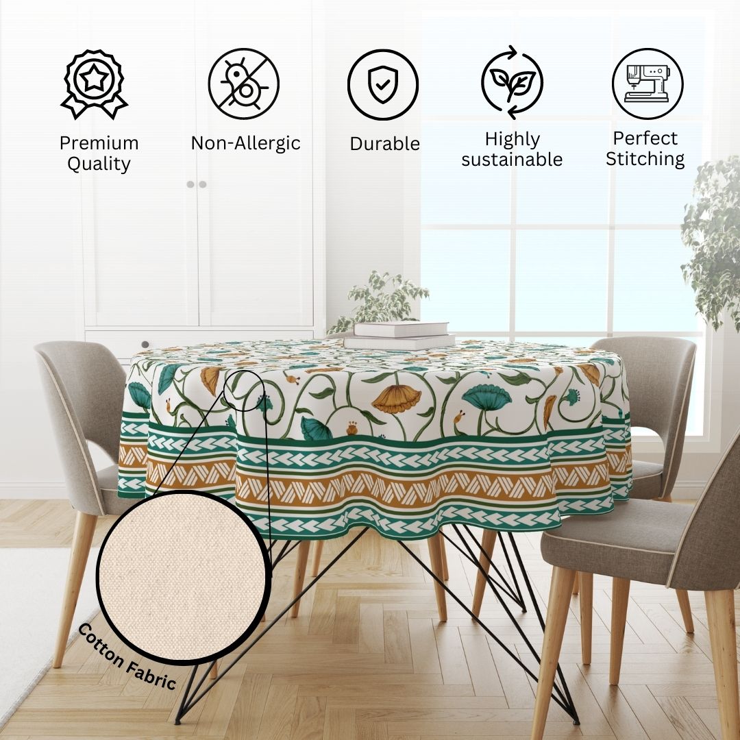 Lotus Green | Premium Quality | Table Cloth/ Table Linen | Kitchen Linen image 3