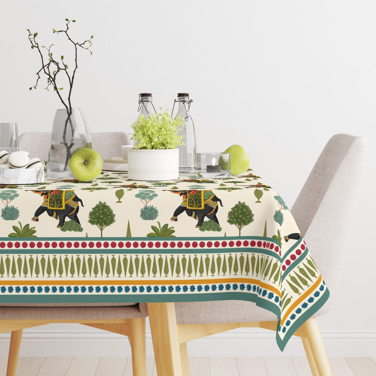 Royal Elephant | Premium Quality | Table Cloth | Dining Table Cloth image 0