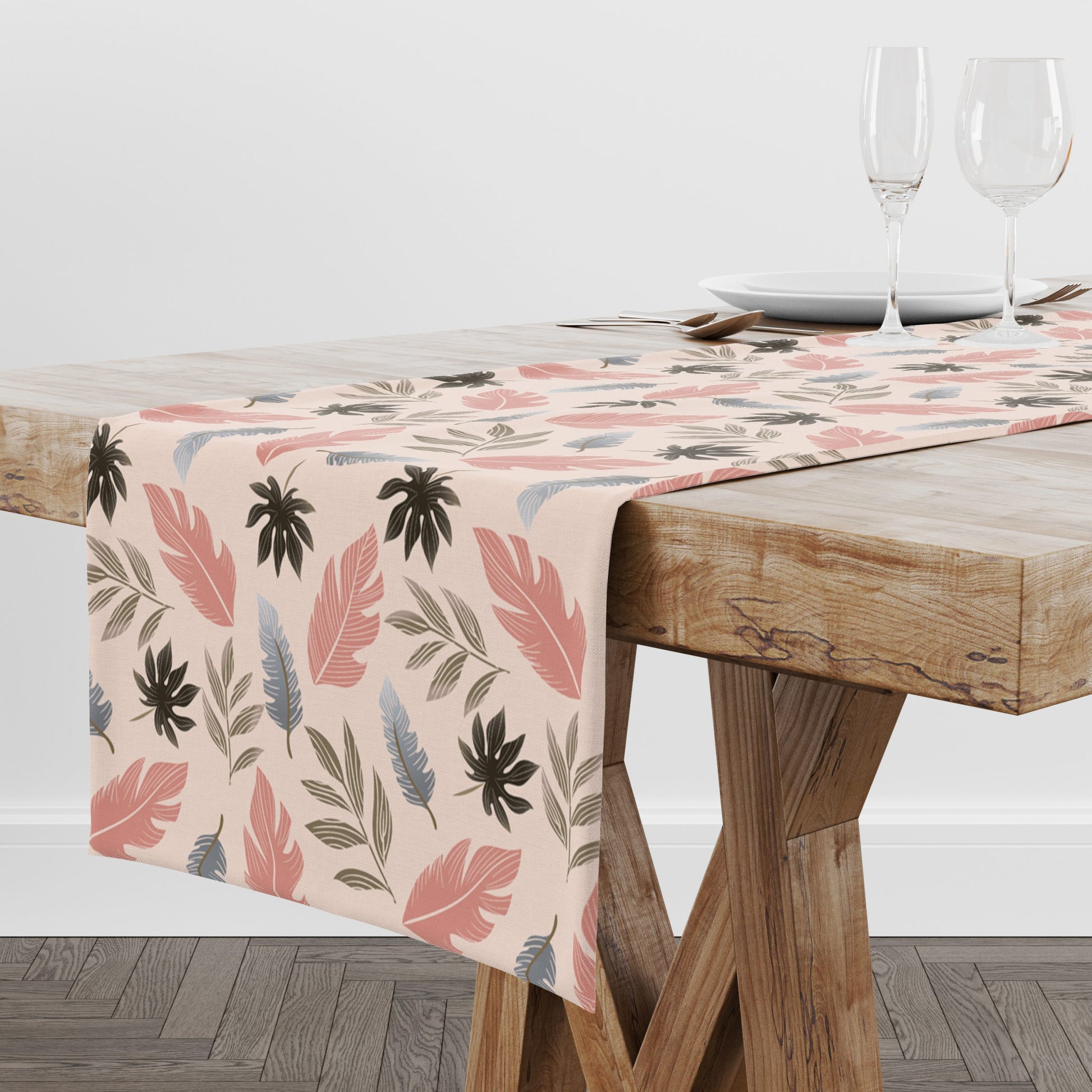 Tropical Leaves(Pink)| Table Runner/ Table Linen| Premium Quality| Kitchen Linen image 3