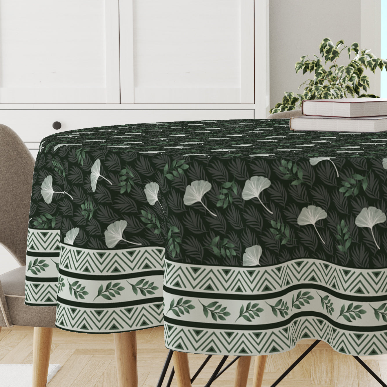 Tropical Green | Premium Quality | Table Cloth/ Table Linen | Kitchen Linen image 1