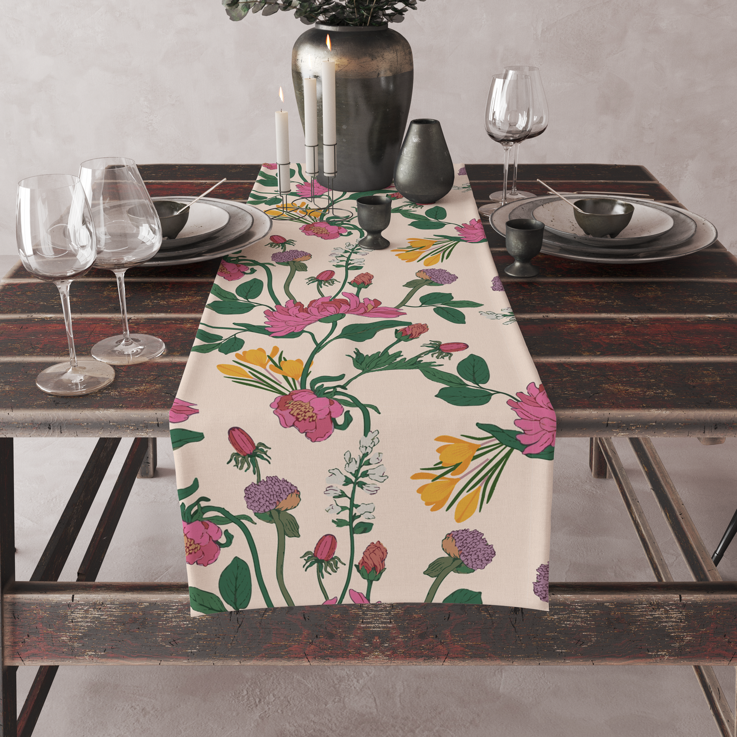 Pink Floral | Table Runner | Table Linen | Kitchen And Table Linen