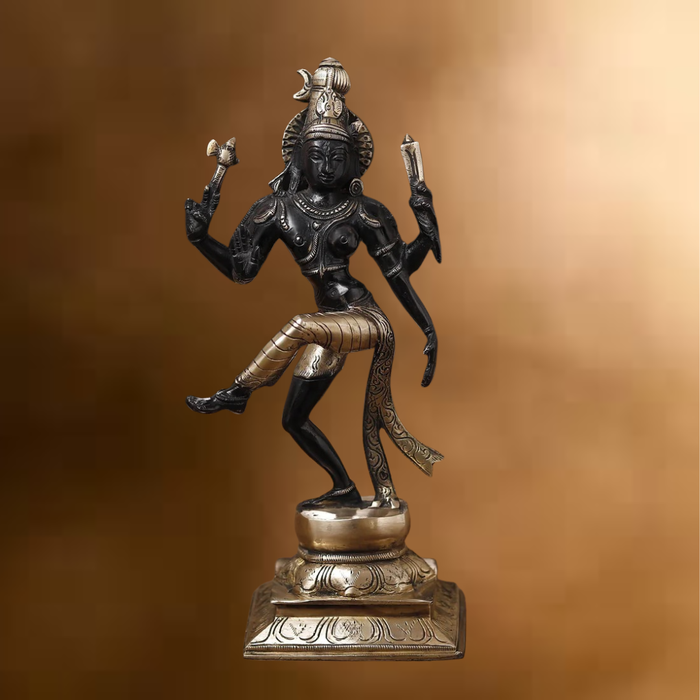 Brass Natraj Statue, Embrace the Rhythm of the Universe, Black Patina Finish 12.5"