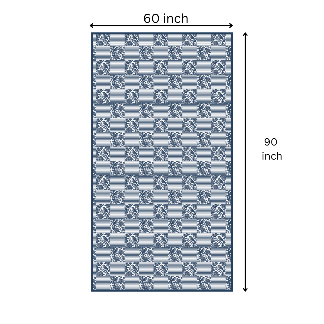 Blue Strips Table Cloth for 6 Seater Dining Table