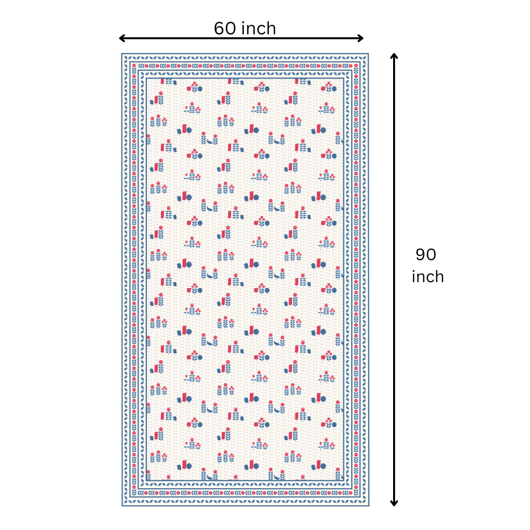 Blue Minimal Table Cloth for 6 Seater Dining Table