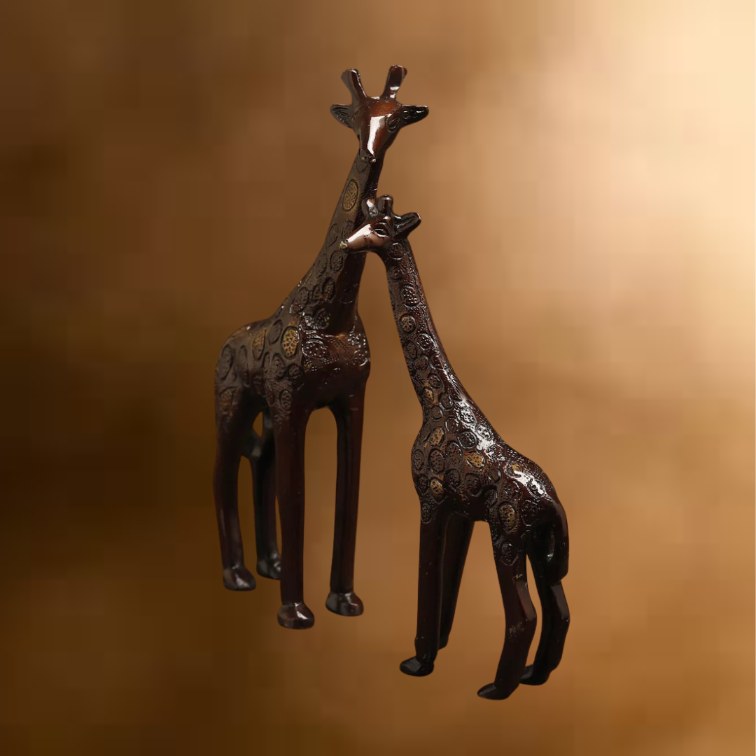 Brass Giraffe, Copper Color with Golden Finish, 9"