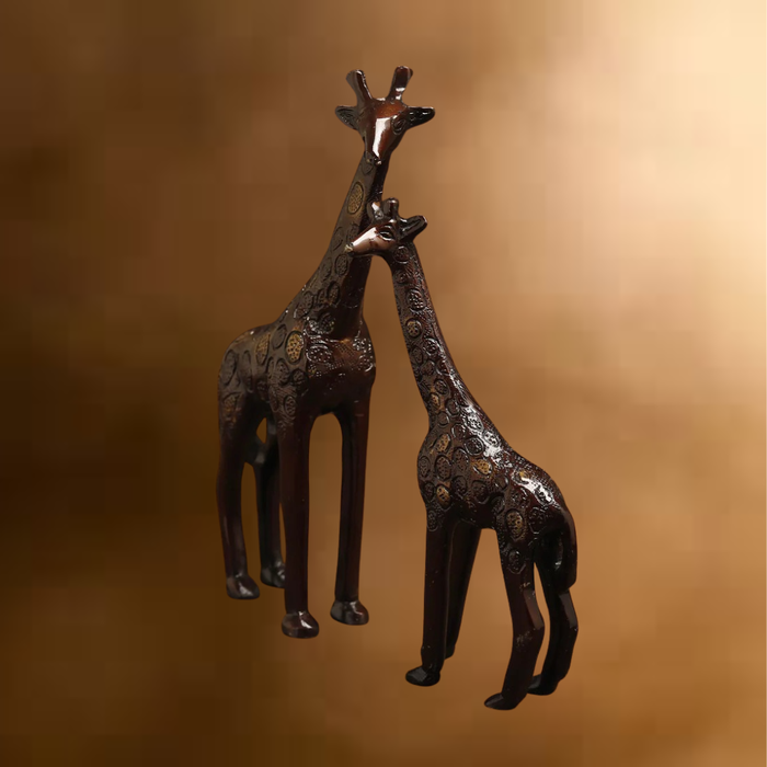 Brass Giraffe, Copper Color with Golden Finish, 9"