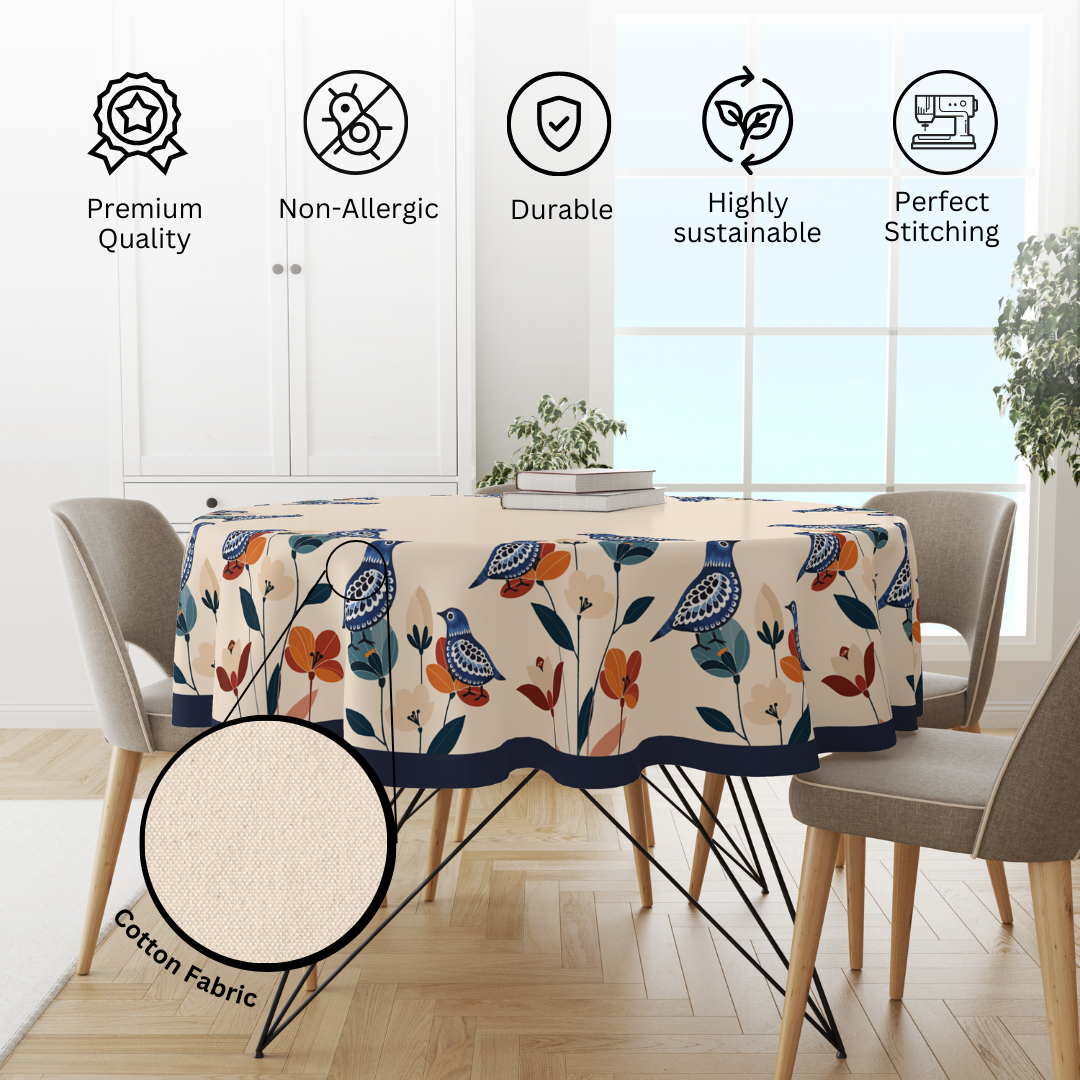 Floral Birdy | Premium Quality | Table Cloth/ Table Linen | Kitchen Linen image 4