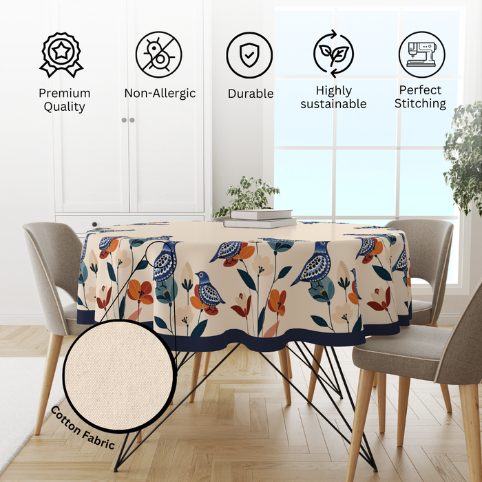 Floral Birdy | Premium Quality | Table Cloth/ Table Linen | Kitchen Linen image 4