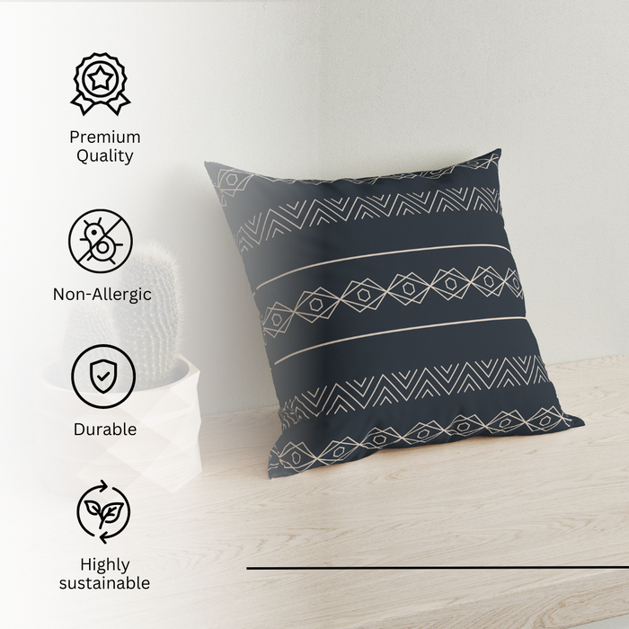 Tribal Borders Grey Cushion Cover Set of 2