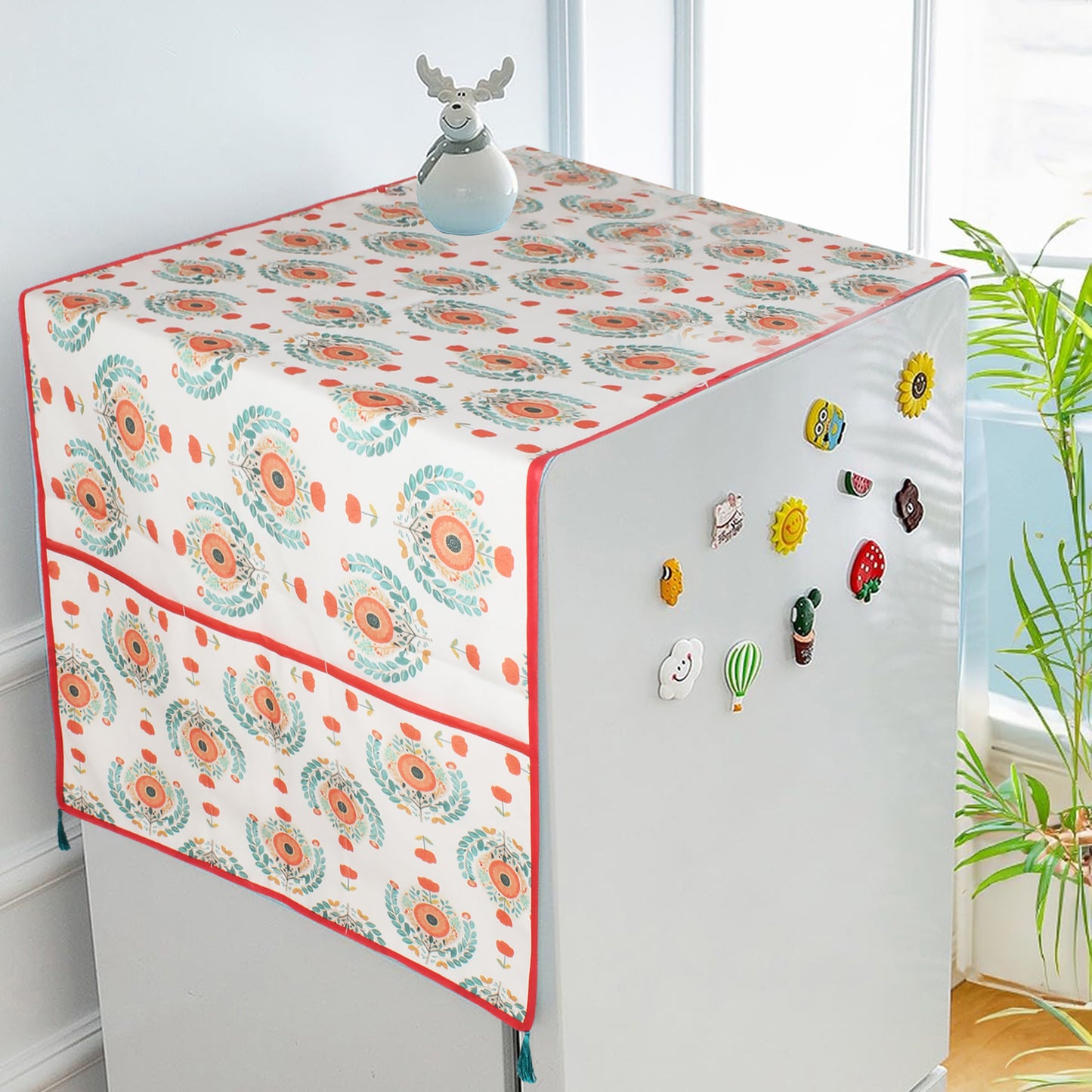 Orange Block | Premium Quality | Fridge Cover | Fridge Protecter image 2