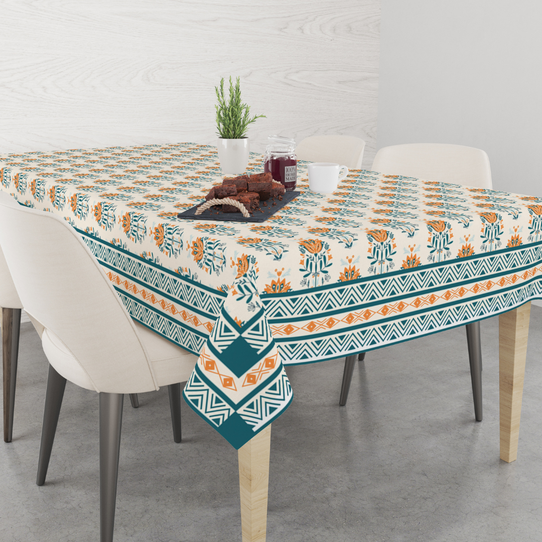 Blue Block | Premium Quality | Table Cloth | Dining Table Cloth image 3