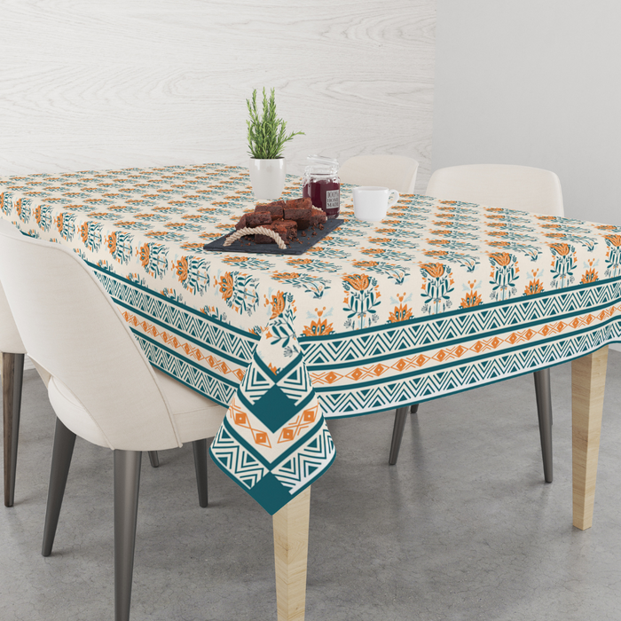 Blue Block | Premium Quality | Table Cloth | Dining Table Cloth image 3