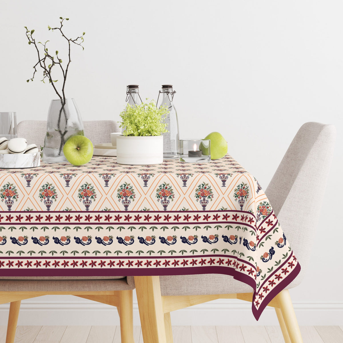 Maroon Block | Premium Quality | Table Cloth | Dining Table Cloth image 2