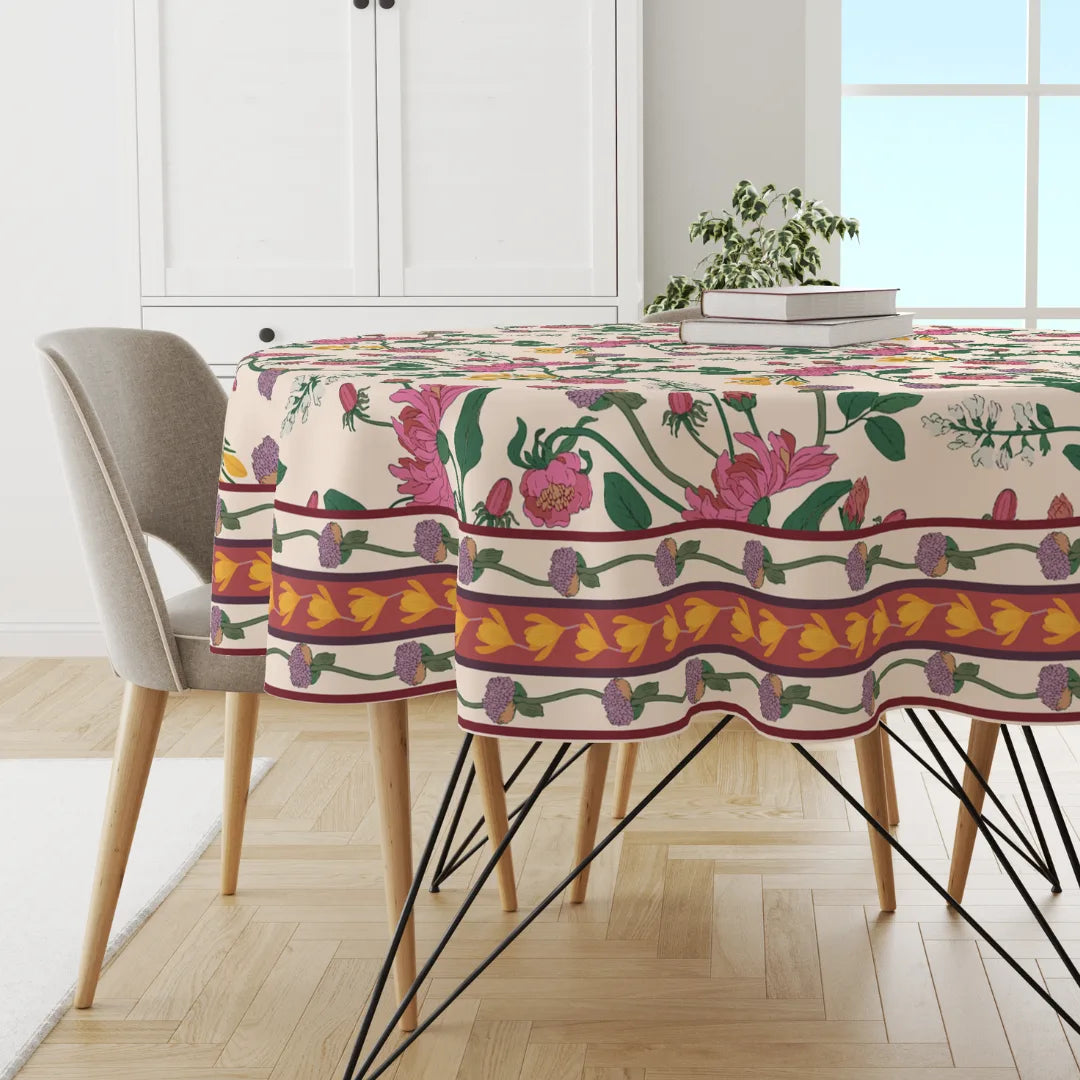 Pink Floral | Premium Quality | Table Cloth/ Table Linen | Kitchen Linen image 2