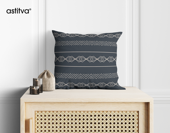 Tribal Borders Grey Cushion Cover Set of 2