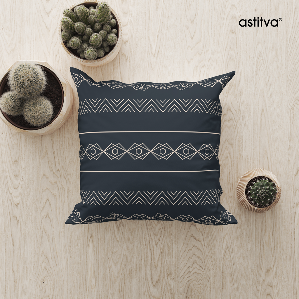Tribal Borders Grey Cushion Cover Set of 2