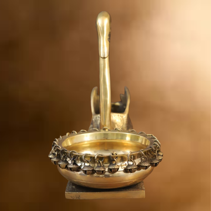 Brass Swan Urli, Golden Finish, 10.5"
