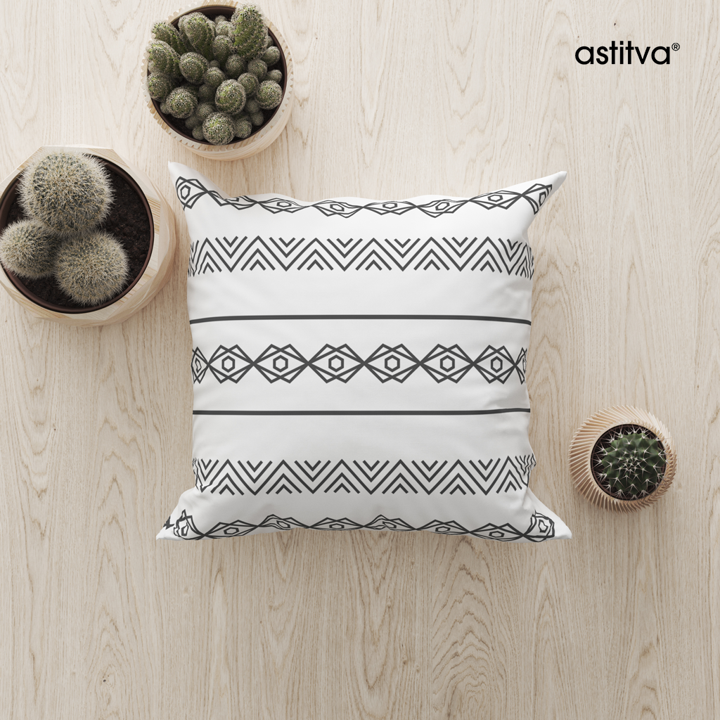 Tribal Borders White Cushion Cover Set of 2