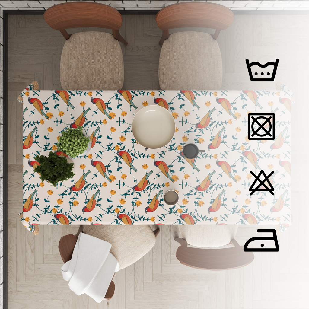Bird's Land| Premium Quality | Table Cloth | Dining Table Cloth image 7