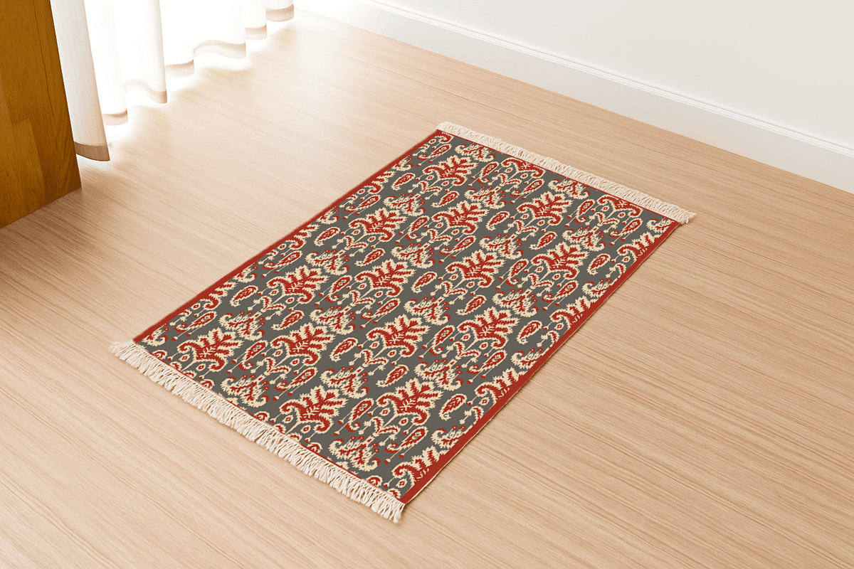 Ikkat Dhurrie Carpet Rugs Floor Mat for Living Area and Bedroom 2x3 Feet - Small