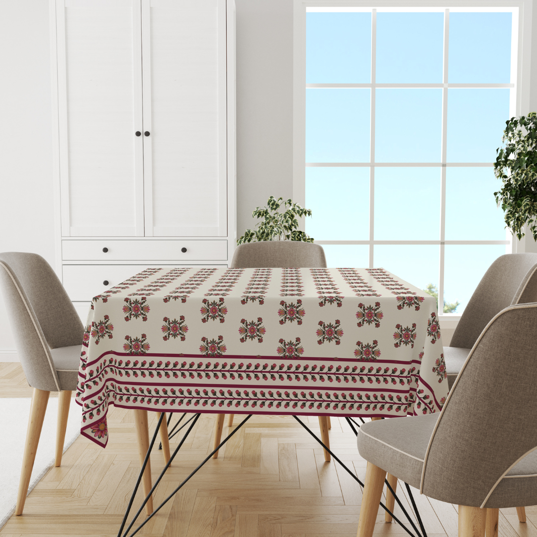 Maroon Block| Premium Quality | Table Cloth | Dining Table Cloth image 2