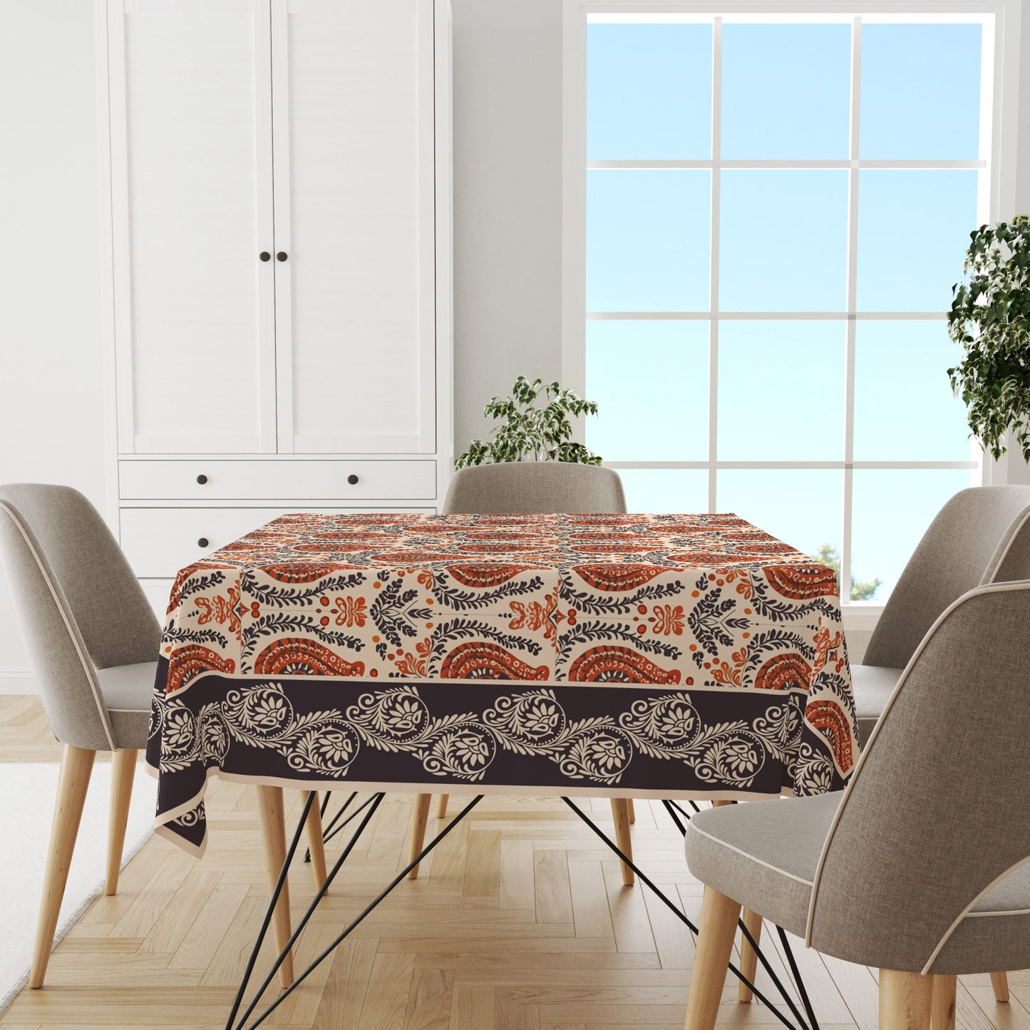 Brown Block | Premium Quality | Table Cloth | Dining Table Cloth image 4