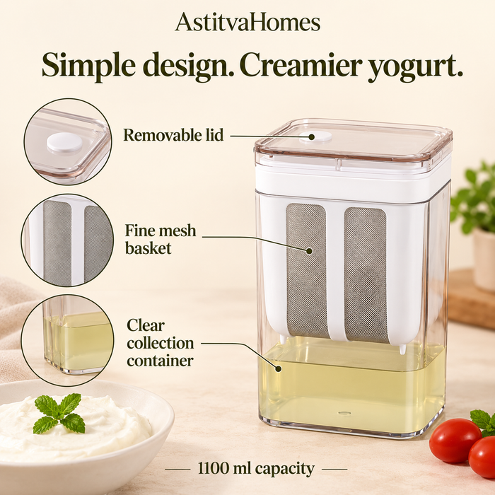 Multifunctional Yogurt Strainer with Fine Mesh Filter, 1100 ml – Transparent Lid, view 2