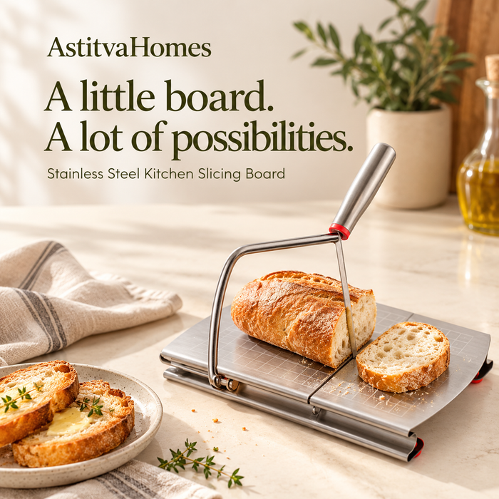 Compact Stainless Steel Kitchen Slicing Board with Cutting Guide, view 3