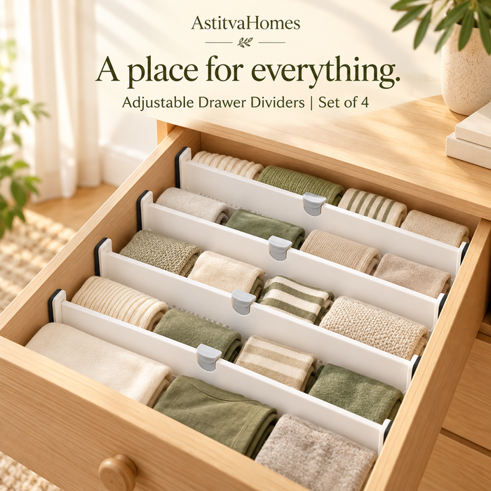 Adjustable Drawer Dividers Set of 4 – Expandable 28.1 to 44.4 cm, White, view 3