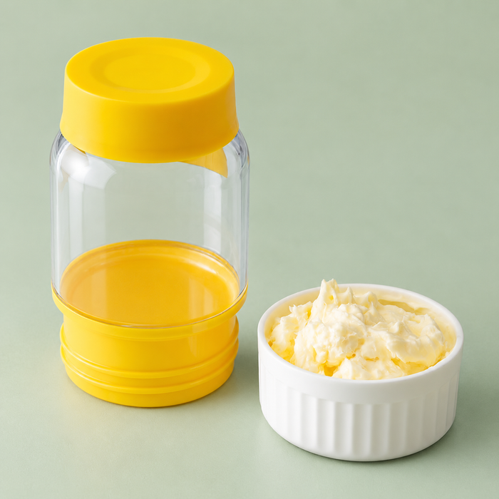Handheld Butter Maker Bottle with Ramekin, 400 ml – Manual Butter Churn