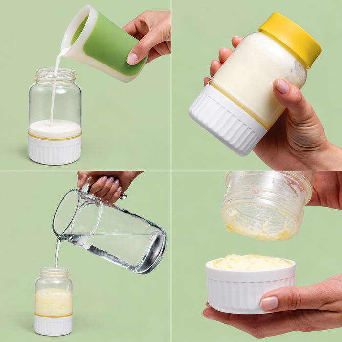 Handheld Butter Maker Bottle with Ramekin, 400 ml – Manual Butter Churn, view 3