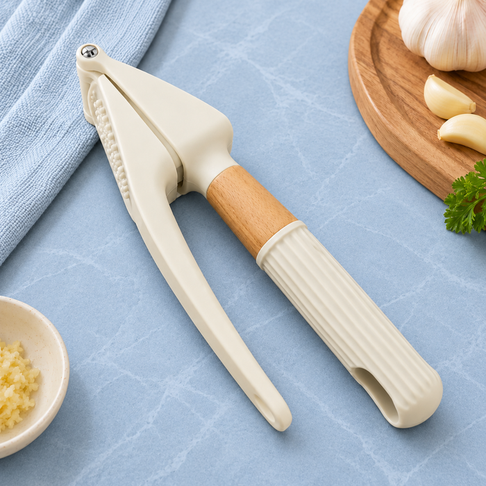 Premium Handheld ABS Garlic Crusher – Manual Garlic Press, Beige