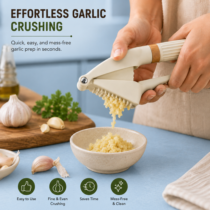 Premium Handheld ABS Garlic Crusher – Manual Garlic Press, Beige, view 4