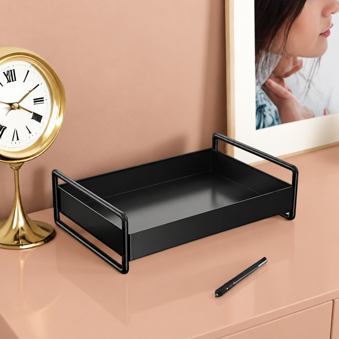 Black Metal Countertop Kitchen Rack Tray – Glossy Finish, 33 x 20 x 9 cm, view 4