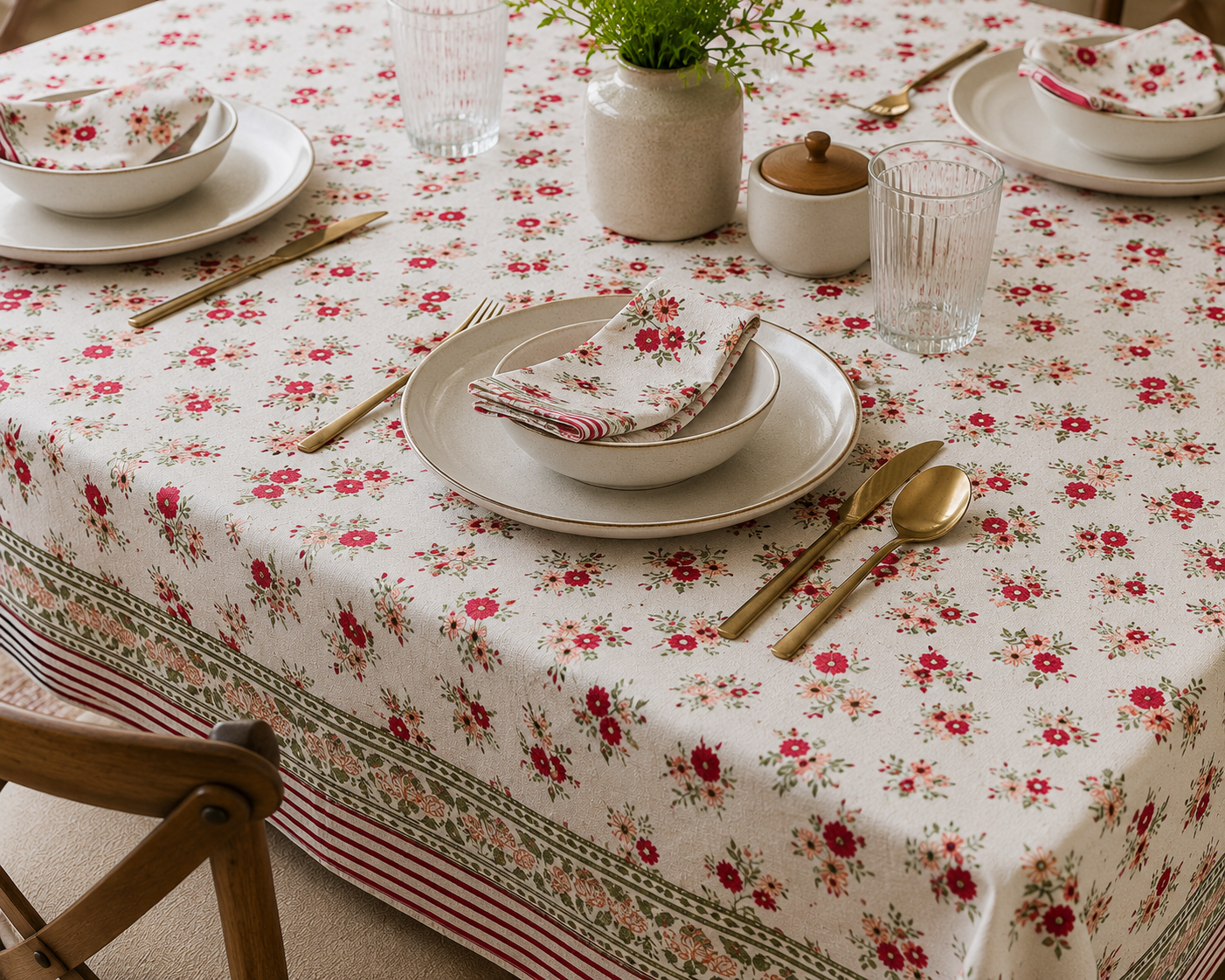 Kusum Block Printed Rectangle Table Cloth – 6 Seater