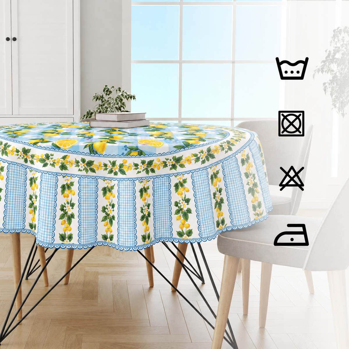 Lemon Blossom Tablecloth for 6 Seater Dining Table | Cotton