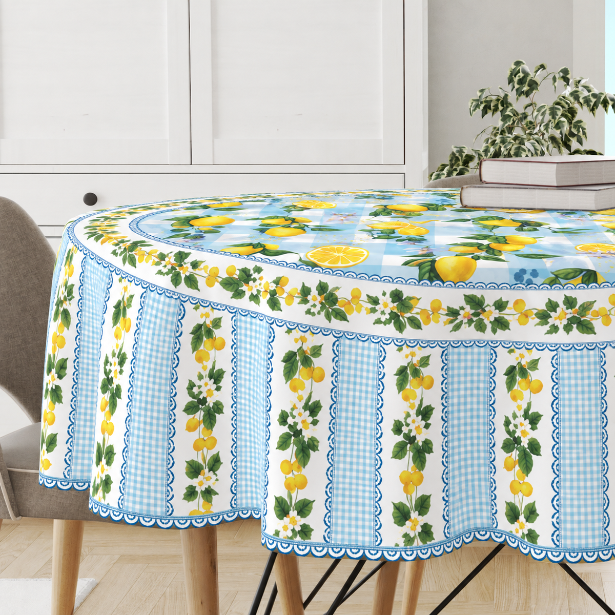 Lemon Blossom Tablecloth for 6 Seater Dining Table | Cotton
