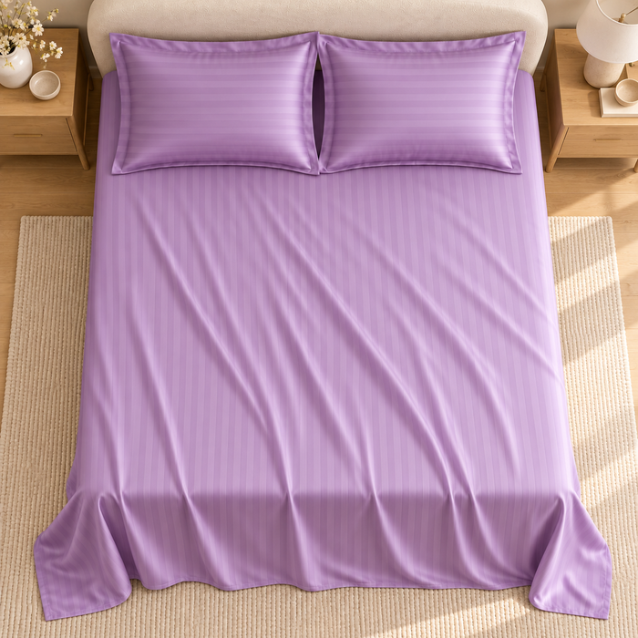 Lavender Satin Bedsheet with 2 Pillow Covers – 93 x 108 Inches