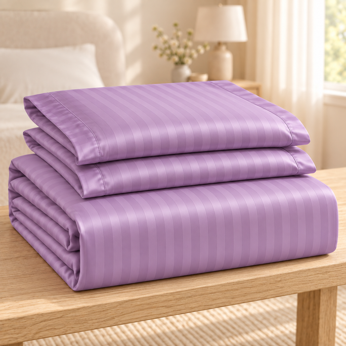 Lavender Satin Bedsheet with 2 Pillow Covers – 93 x 108 Inches