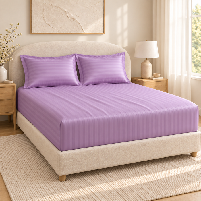 Lavender Satin Bedsheet with 2 Pillow Covers – 93 x 108 Inches