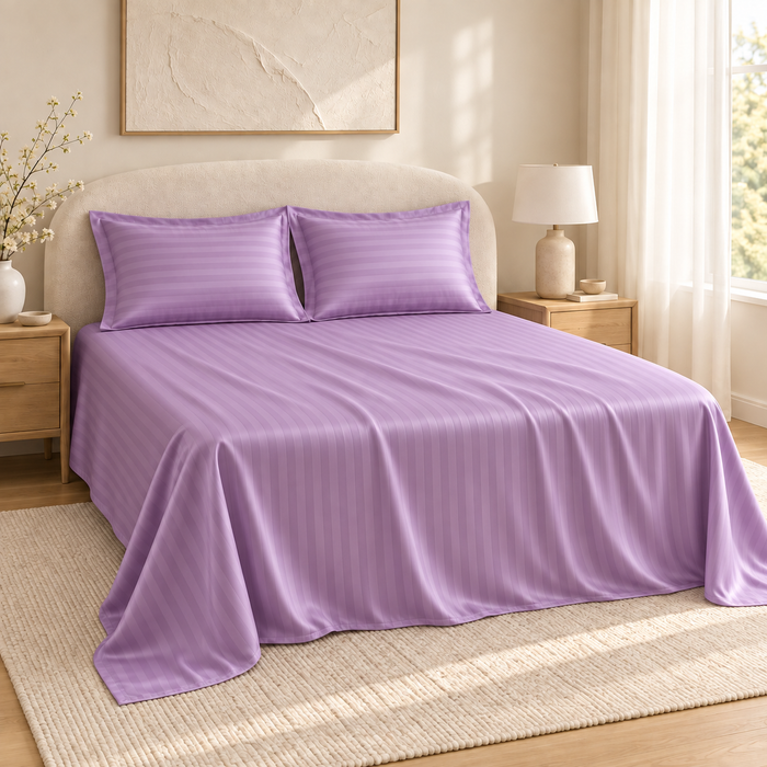Lavender Satin Bedsheet with 2 Pillow Covers – 93 x 108 Inches