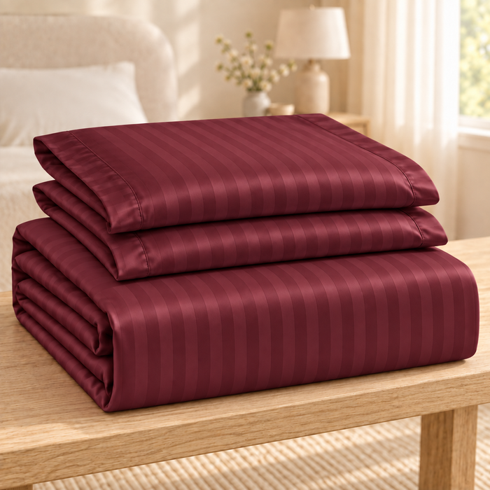 Wine Satin Bedsheet with 2 Pillow Covers – 93 x 108 Inches