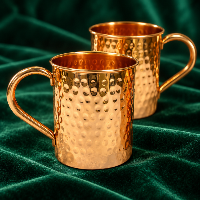 Hammered Pure Copper Mug 400 ml (14 oz) with Copper Handle