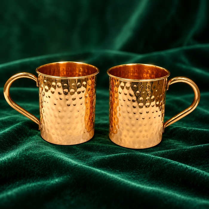 Hammered Pure Copper Mug 400 ml (14 oz) with Copper Handle