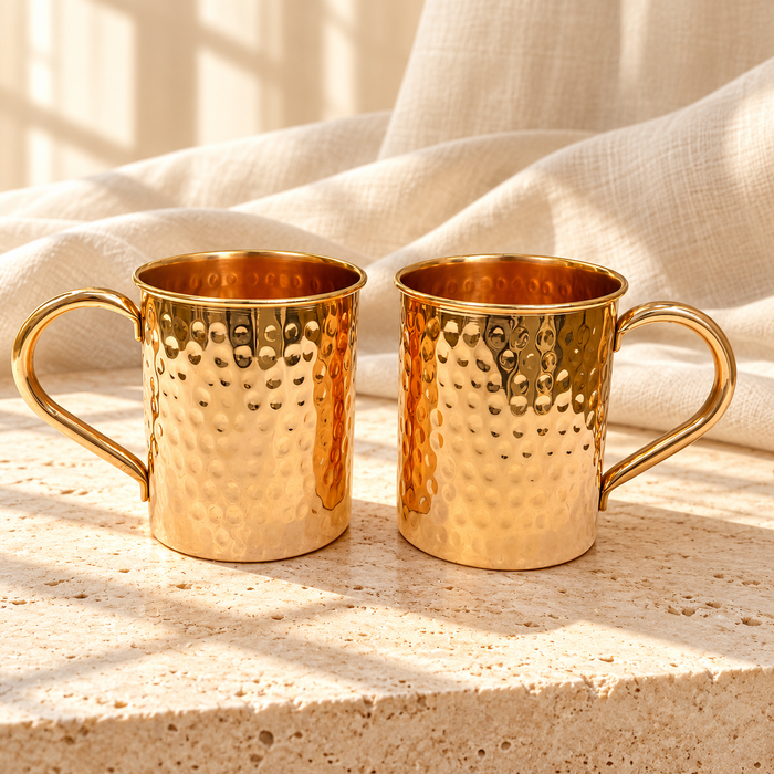 Hammered Pure Copper Mug 400 ml (14 oz) with Copper Handle