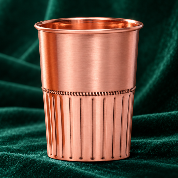 Pure Copper Water Glass Set of 2 – Half Rope Design Tumbler, 300 ml